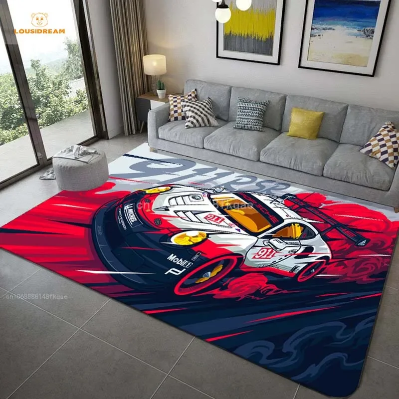 Racing Car Pattern Artwork Rug Bedroom Living Room Cool F1 Carpet for Kitchen Floor Mats Home Decor Non-Slip Floor Pad Rugs