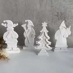 Molde de silicona para decoración del hogar, adorno de alce de Navidad, árbol de Navidad DIY, muñeco de nieve, Santa Claus, yeso, resina, manualidades