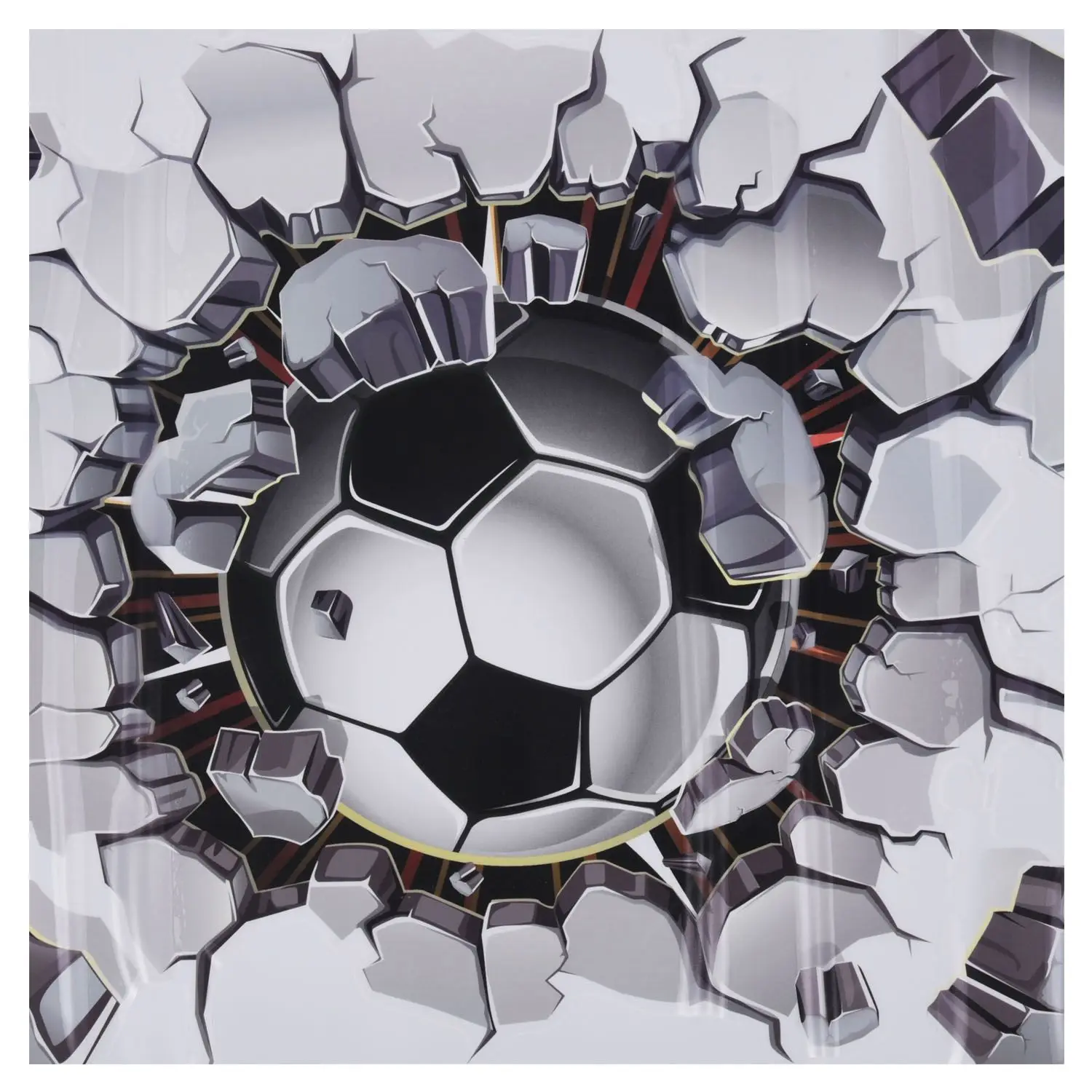 3D футбольная наклейка на стену, ПВХ, художественная футбольная наклейка с трещинами, настенная роспись для комнаты для мальчиков, декор HY