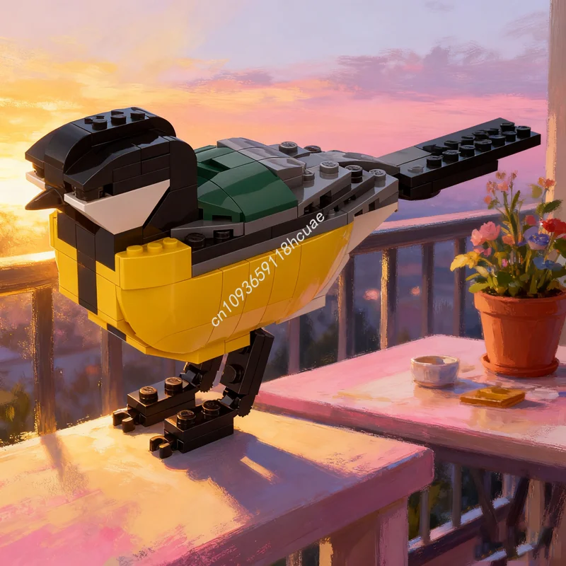 

130 шт. MOC Creator Great Tit Parus, основная модель, строительные игрушки, блоки, строительные блоки, сборка, рождественский подарок, образование, креативная идея