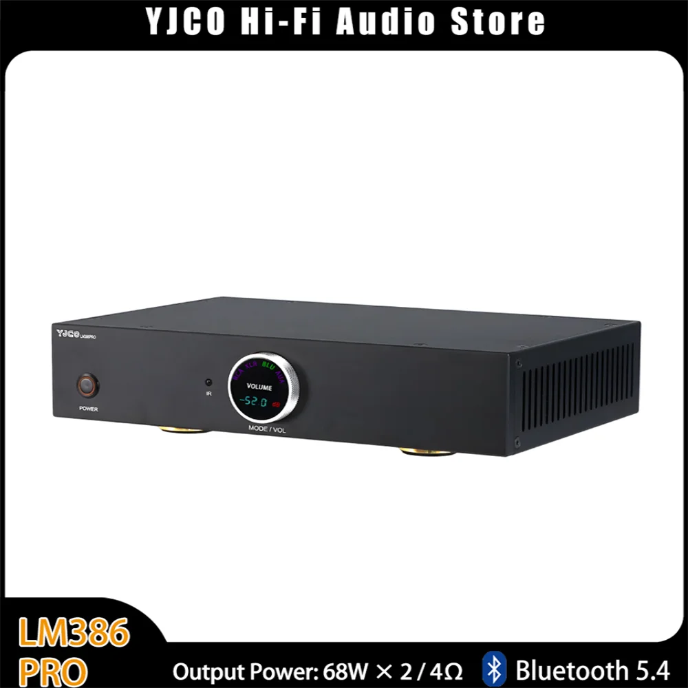 YJCO LM386 Pro Stereo Amplifier LM3886×2 68W×2 HiFi Class AB with NJW1194 Tone Control Bluetooth 5.4 LDAC USB XLR Home Speakers