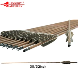 Linkboy Flechas de carbono con pluma pavo para caza en arco compuesto