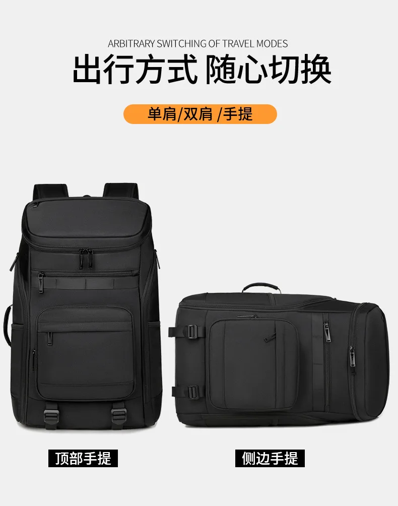 Black Multi Functional Sports Backpack with Tennis Racket Compartment Water Resistant Fabric Suitable for Outdoor Activities
