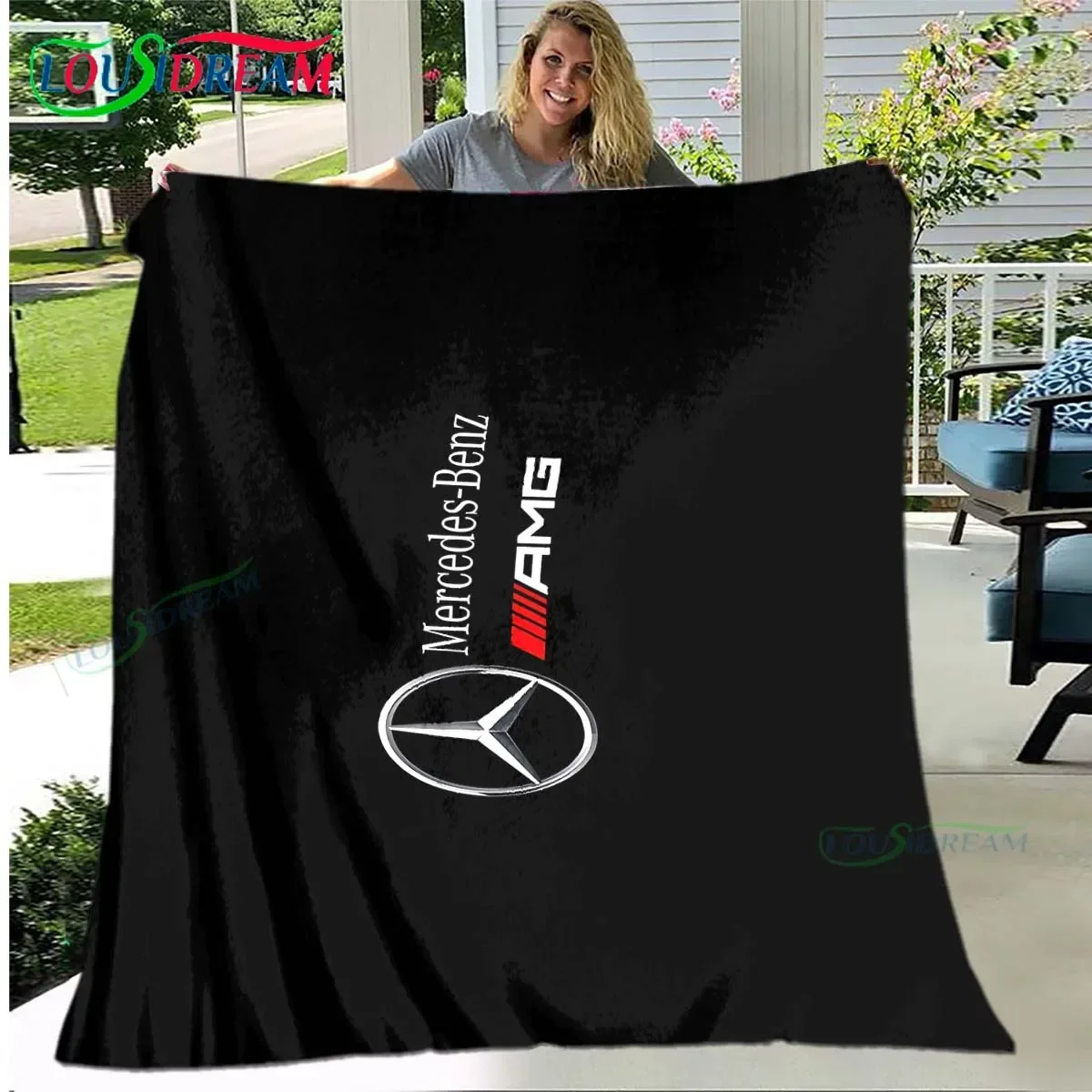 Fashion Car M-Mercedess  Logo Soft Blanket Sports Living Room Bedroom Sofa Bed Blanket  Gift Travel Office Lunch Break