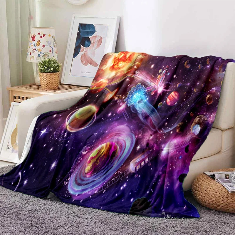 Universe Flannel Blanket Starry Sky Throw Blanket for Kids Boys Lightweight Soft Planet Blankets for Bed Sofa Airplane 70x100cm