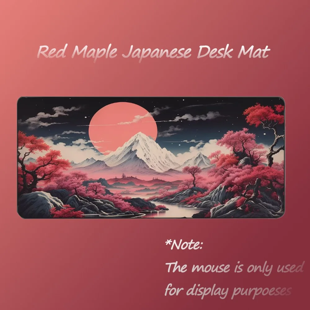 Pink Moon Cherry Blossom Mountain Printed Desk Pad Extra Large Soft Rubber Mouse Pad Aesthetic Gaming Mat Multi-Size Desk Mat