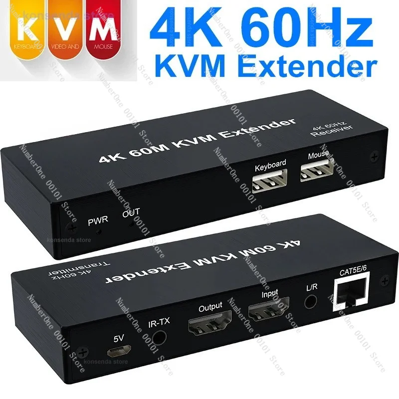 New 4K60HZ Mouse Keyboard Infrared IR Synchronous KVM Extender 60m HDMI-KVM Extender