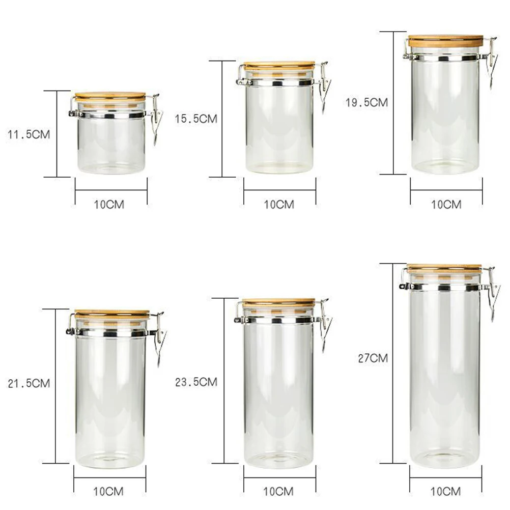 

Household Sealed Canister Stainless Steel And Glass Food Storage Jars For Kitchen Containers Spice Coffee Bean Sugar Salt
