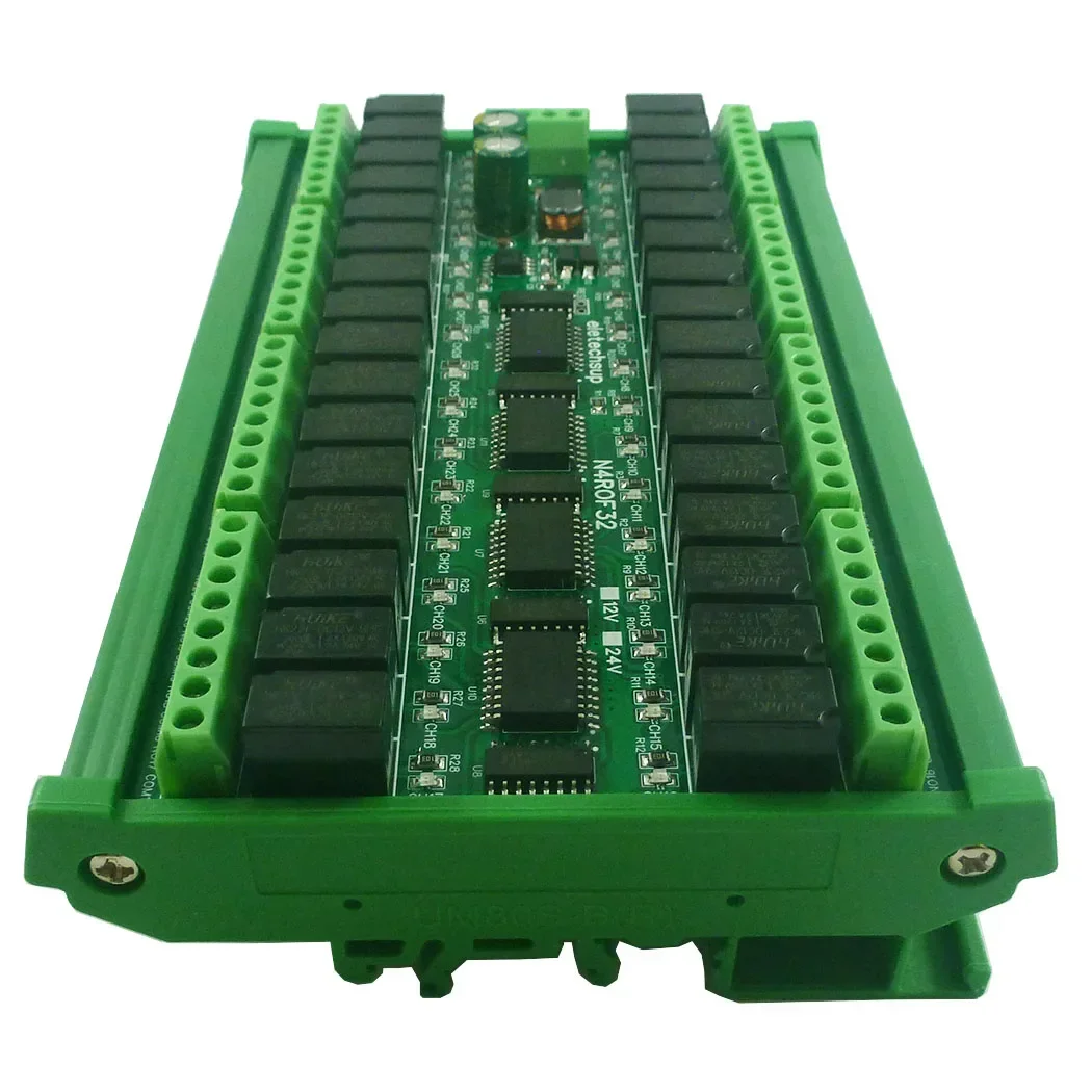Mini DC 12V/24V 32CH Multifunction Relay Board Modbus RTU RS485 Interface 2A 0.2W Low Power Micro Voice Relay Module N4ROF32