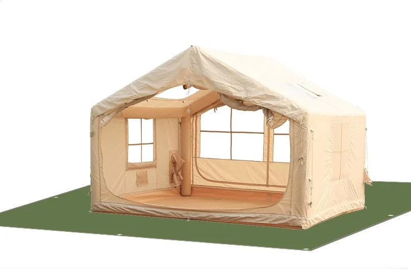 Camping Tent with Waterproof Floor Mat, Outdoor Glamping Blow Up Tent with Tarp