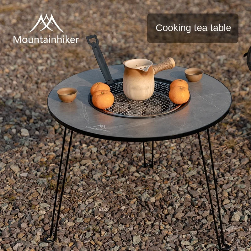 Folding Barbecue Round Table Stove Portable Camping BBQ Charcoal Grill With Storage Bag Patio Tea Boiling 2024