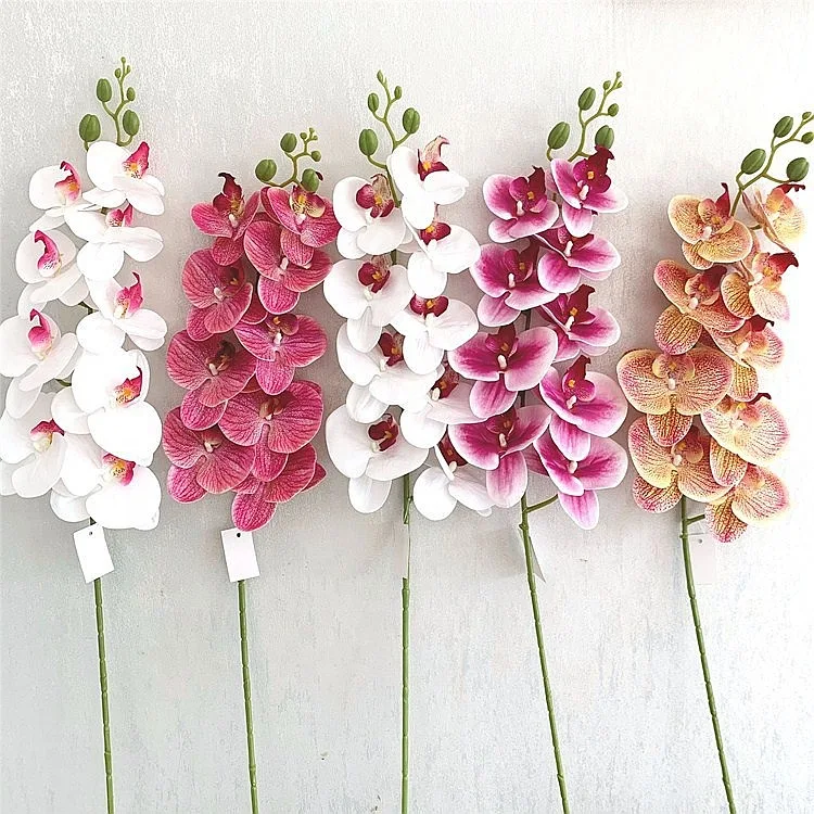 10pc 9 Branches 3D Real Touch Artificial Orchid Flowers for Wedding Decoration