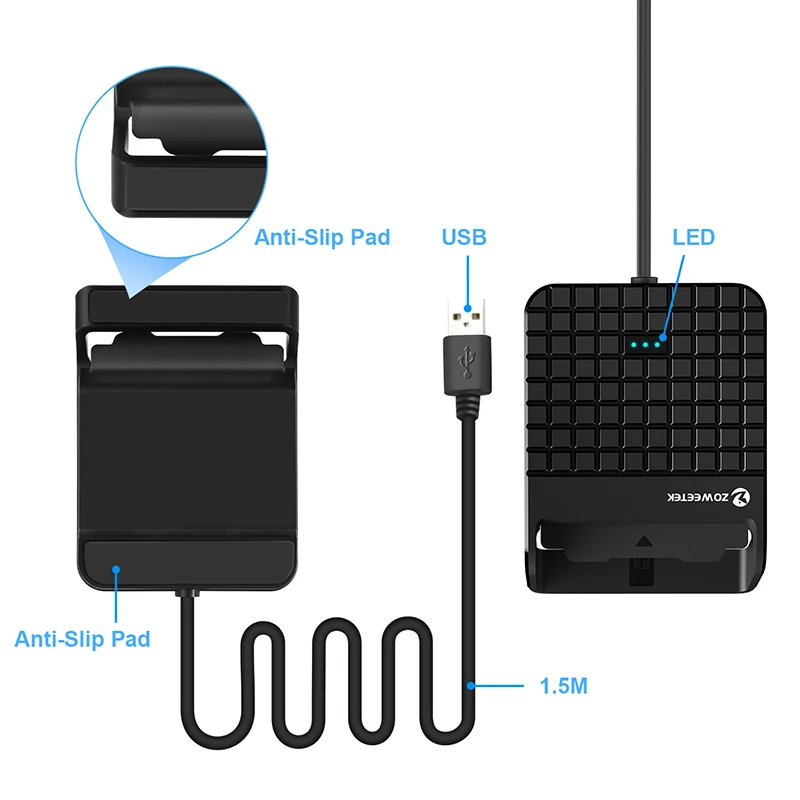 Original ZOWEETEK USB EMV Smart Card Reader For ID Card