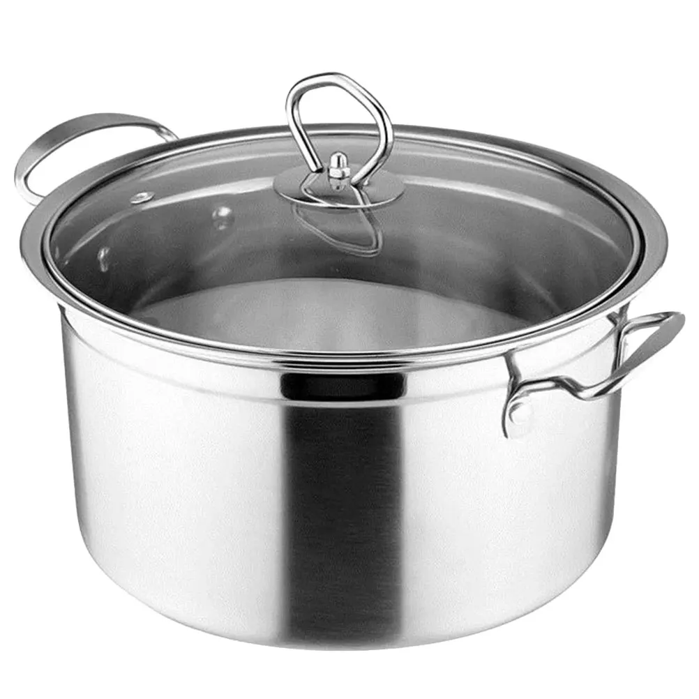 

Stainless Steel Stock Pot Household Soup Dual Handle Cooking Pot Shatterproof Lid Dishwasher Safe For Soup Stew Pasta Noodles
