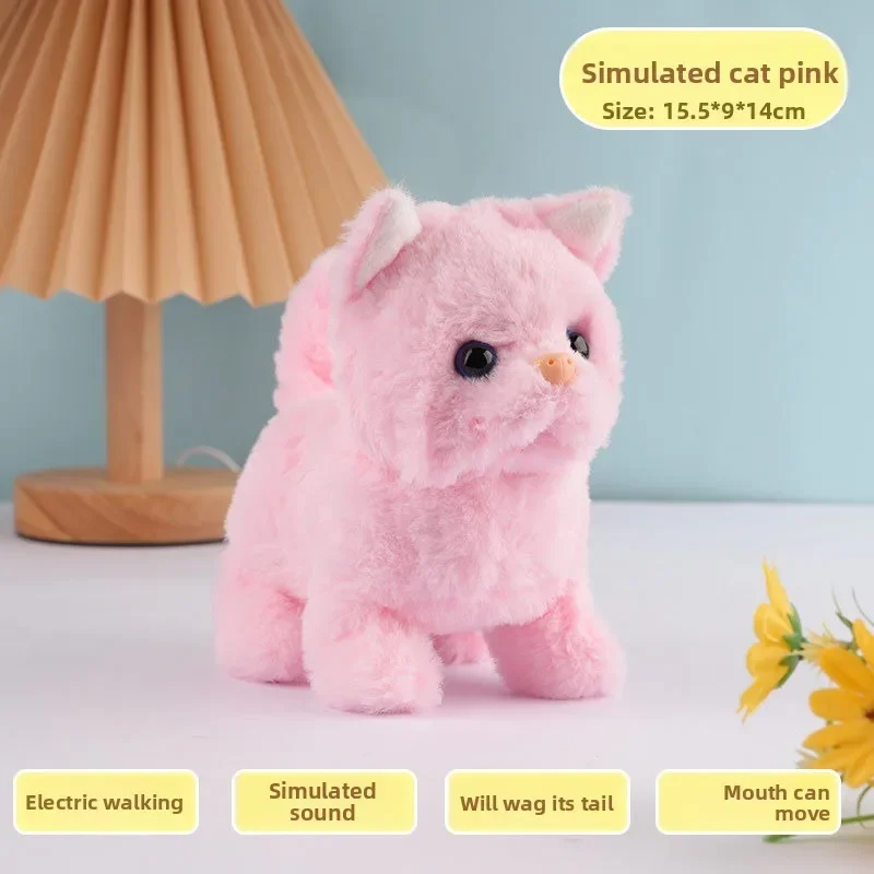  لعبة القطط القطيفة الكهربائية المشي نباح آلة متحركة محاكاة لعبة الحيوانات الأليفة القطيفة للقطط اللعب التفاعلي والترفيه #4