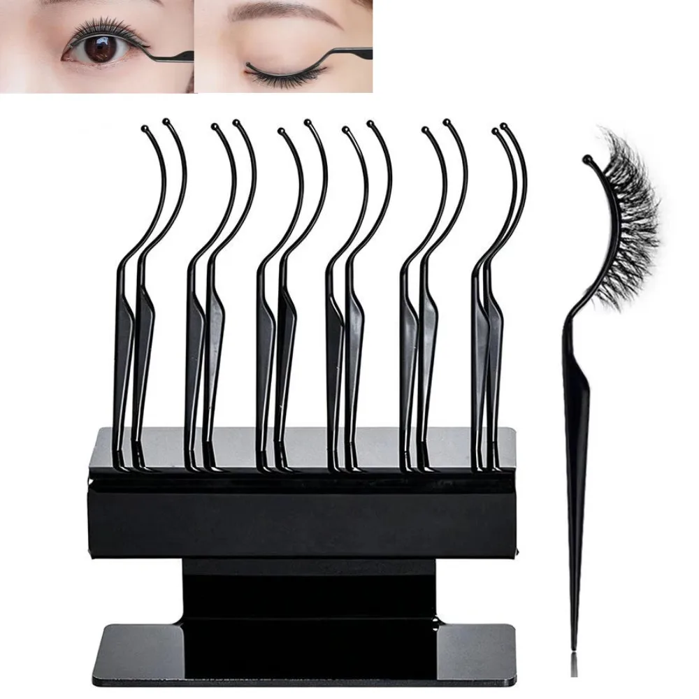 Lash Tester Stick With 12Pcs Eyelash Style Display Wand False Eyelash Sample Holder Eyelash Try-On Stand For Makeup Artists Tool