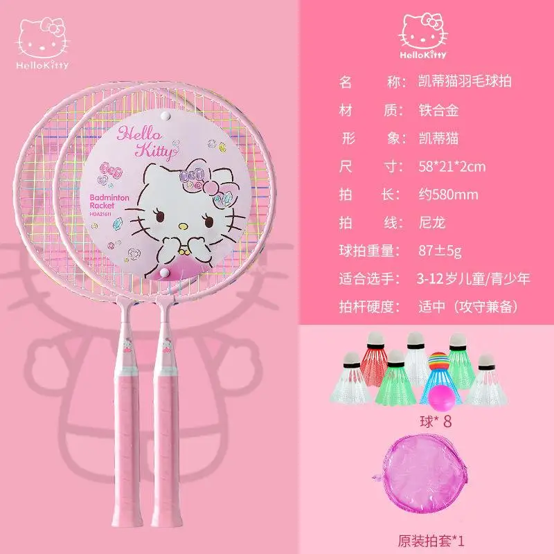 Hot Sanrio Kawaii racchetta da Badminton Hello Kitty Cartoon bambino lega di titanio giocattoli all'aperto Cartoon Super Light Fashion New Style