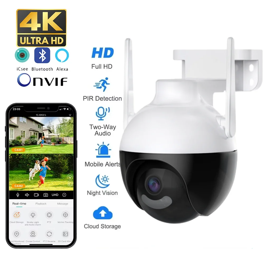 

8MP 4K Smart PTZ Wifi Surveillance Camera Wide Anale Lens Human Detection ONVIF Night Vision CCTV IP Camera Security Protection
