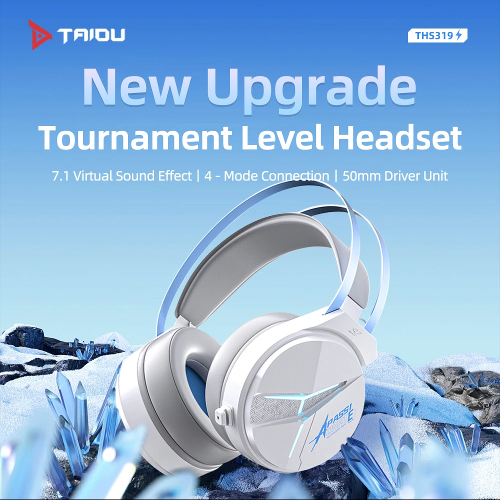 

Игровая гарнитура TAIDU THS319 Pro-класса для киберспорта с виртуальным объемным звуком 7.1, беспроводная (2.4G) и проводная (Bluetooth) в двойном режиме