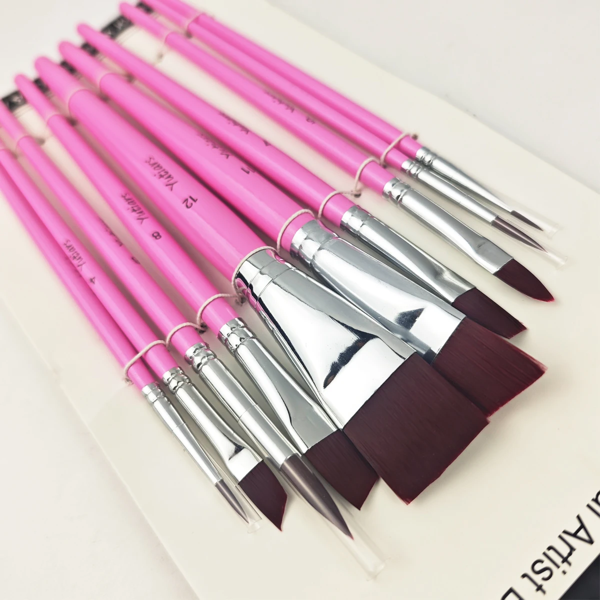 10Pcs Pink Face Painting Brush Set Makeup Detail Brushes for Watercolor Acrylic Oil Paint Art Drawing Craft DIY Beauty Tools