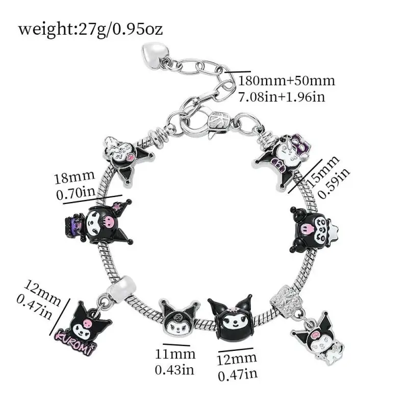 Pulsera Kawaii Sanrios Hello Kittys de dibujos animados Kuromi Girl, pulsera desmontable Diy, regalo, accesorios de Cosplay para mujer, joyería ajustable