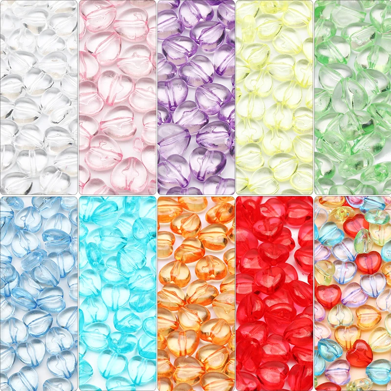 Multicolor Transparent Acrylic Beads Love Heart Spacer Beads For Jewelry Making DIY Jewelry Beads Necklaces Bracelet Accessories