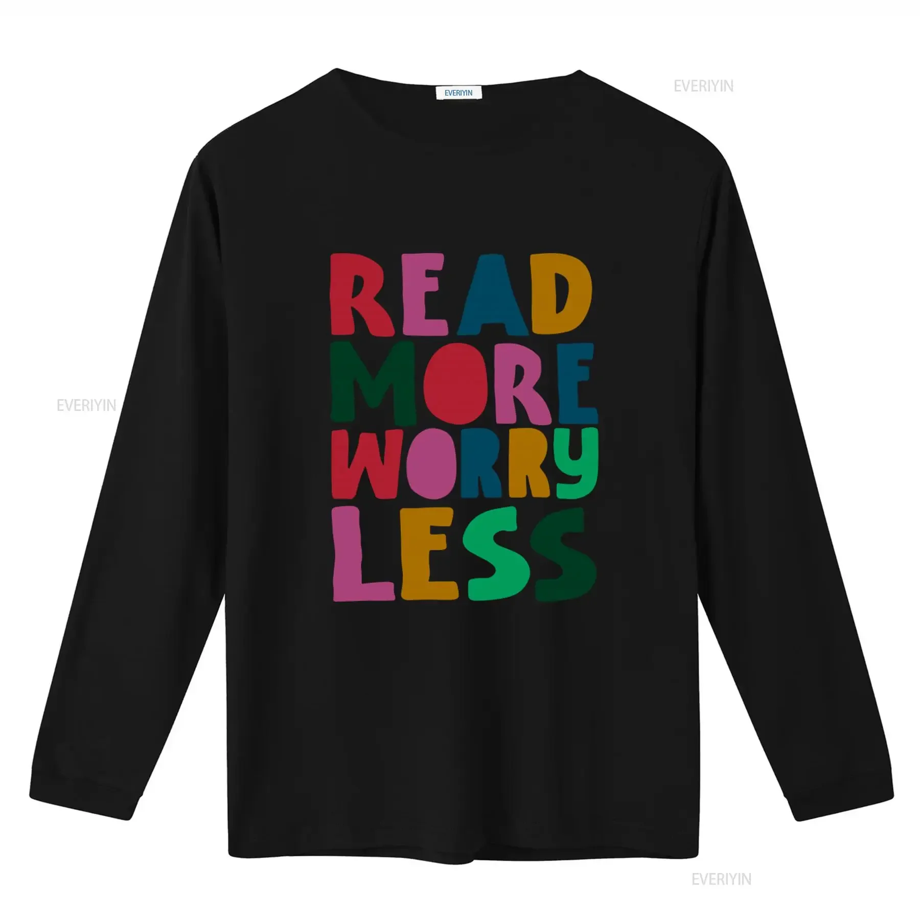 Read More Worry Less Colorful Typography T Shirt for Librarians Book Lovers Teachers English Readers vintage Washed graphic