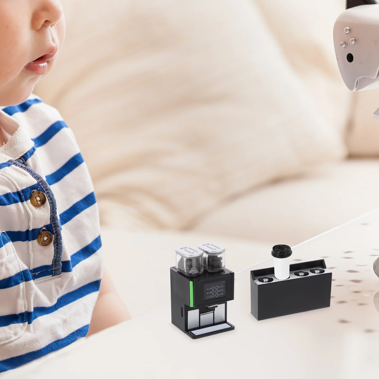 

Dollhouse Coffee Machine Cups Set Plastic Dollhouse Espresso Machine Coffee Cups Toys Playset Kids Pretend Play Accessories