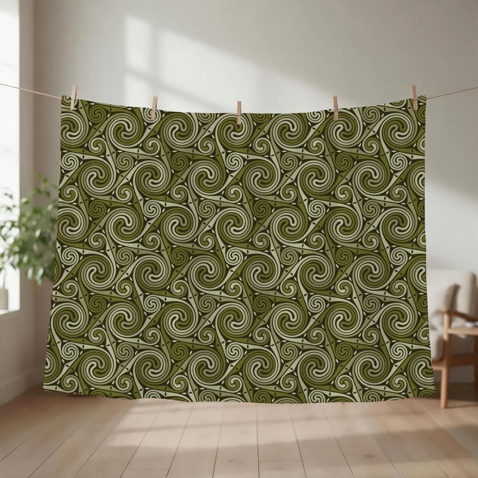 CELTIC MEADOW. KHAKI. Throw Blanket