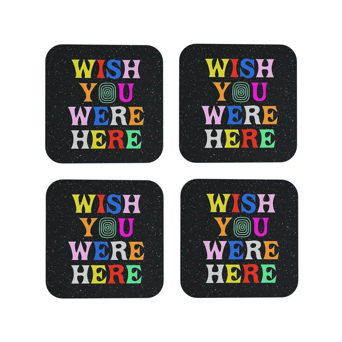 Wish You Were Here Coasters Kitchen Placemats Non-slip Insulation Cup Coffee Mats For Decor Home Tableware Pads Set of 4