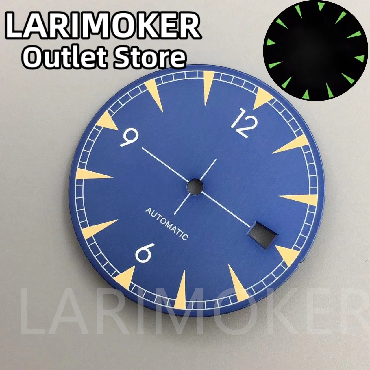 LARIMOKER 33mm White Green Blue Black watch dial Green luminous fit NH35 movement