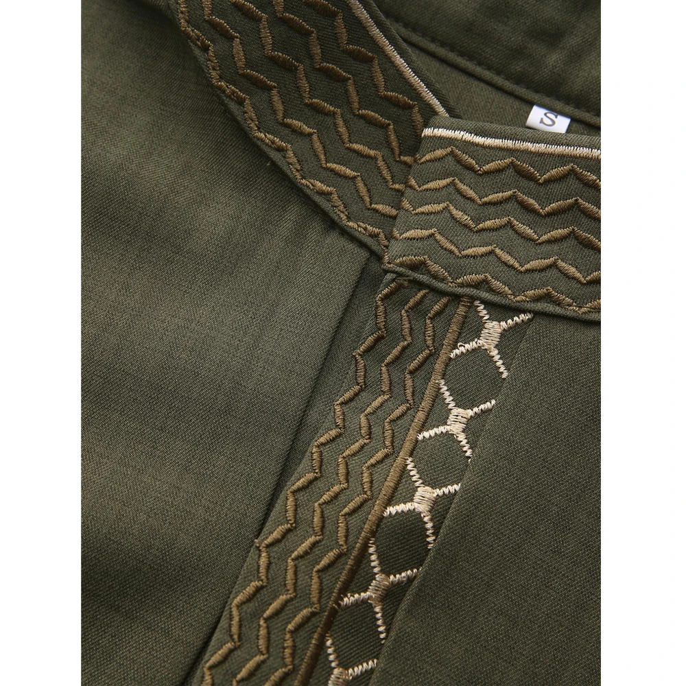 Novo Thobe Islâmico Masculino, Robe Clássico de Manga Longa com Bordado, Estilo Étnico Árabe, Robe Casual Formal para Oração