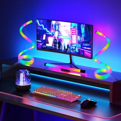 1pc Modern Acrylic Spiral RGB Magic Horse Desktop Decorative Table Lamp Simple Adjustable LED Table Lamp USB Power Supply