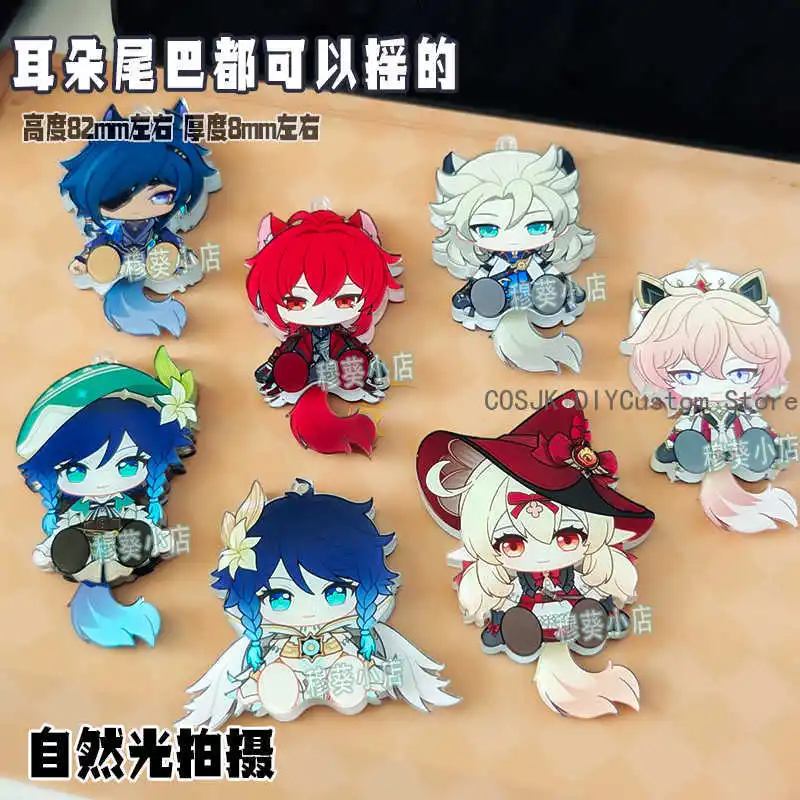 

Аниме Genshin Impact Venti Dahlia Albedo Klee подвесная капля акриловый встряхиватель мультяшный брелок для ключей рюкзак кулон талисман подарок