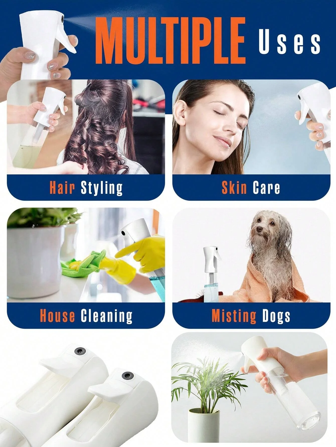 500/200/300ml Hair Spray Bottle Refillable High Press Continuous Spray Bottle for Hair Salons Alcohol Fine Mist Home Makeup Hydr