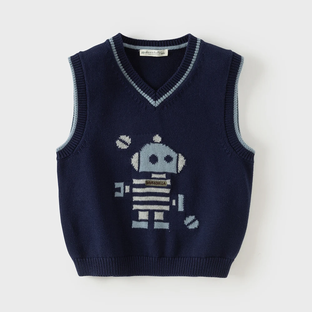 Dave Bella Autumn Spring Sleeveless Sweater Vest for Boys Kids Knitted Sweater Outerwear Children Vest Clothes DB3262497