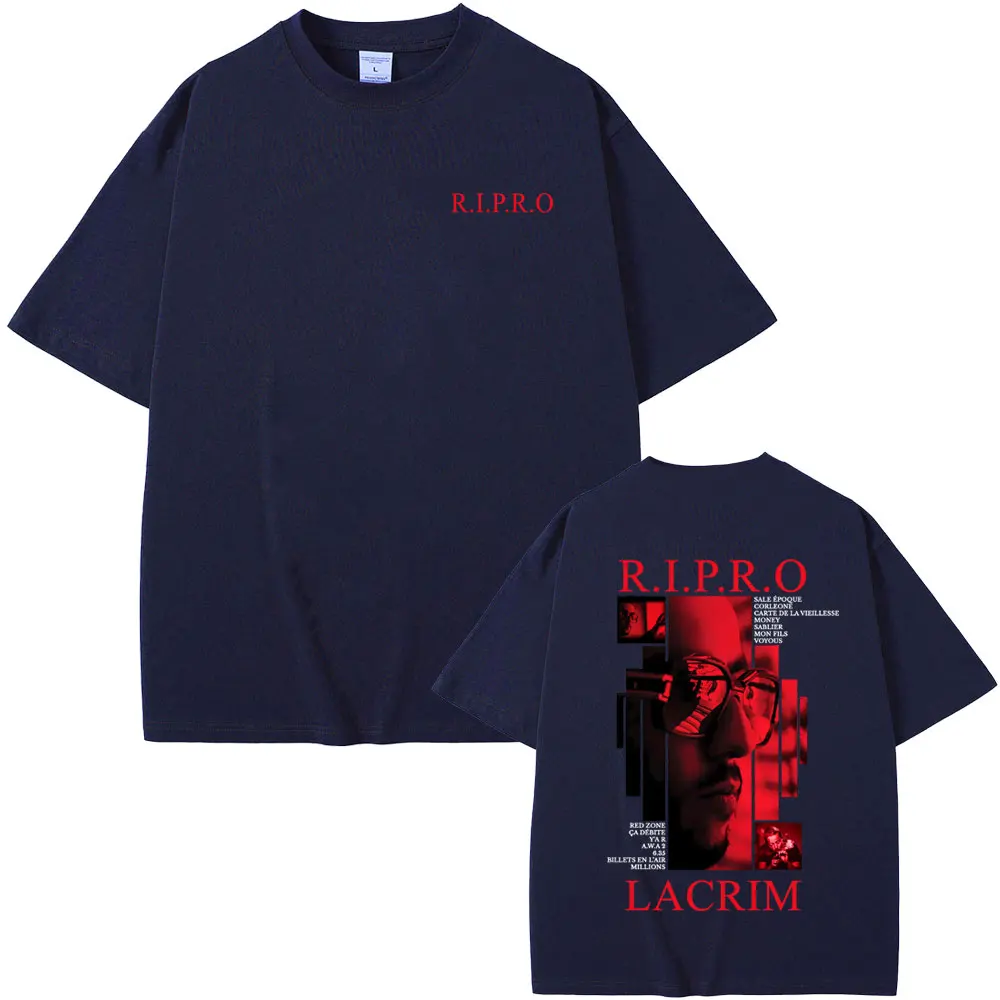 Rapper Lacrim R.I.P.R.O Album Graphic T-shirt Hip Hop Fashion Pop Music T-shirts Men's Casual Cotton