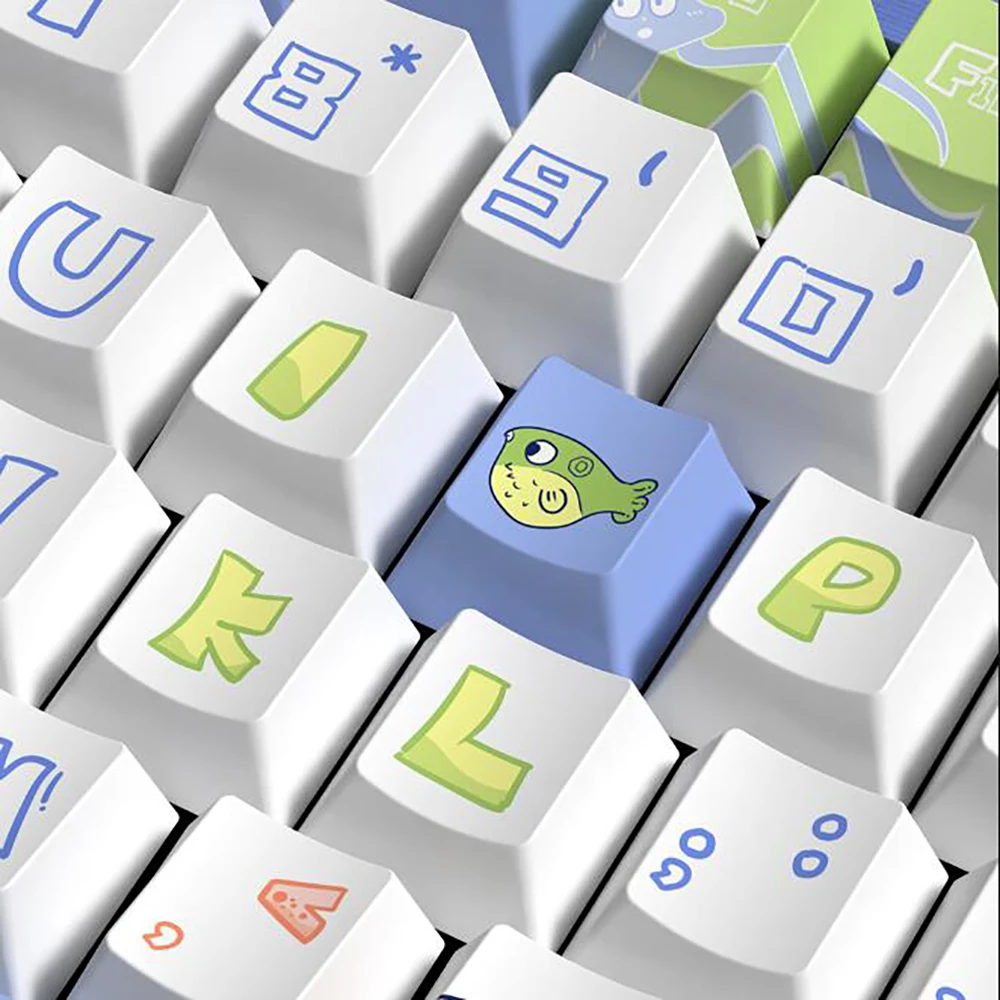 138 คีย์ Original Theme Keycaps โปรไฟล์เชอร์รี่น่ารักอะนิเมะ PBT Keycap ที่กําหนดเองสําหรับแป้นพิมพ์ระเหิดบุคลิกภาพหมวก