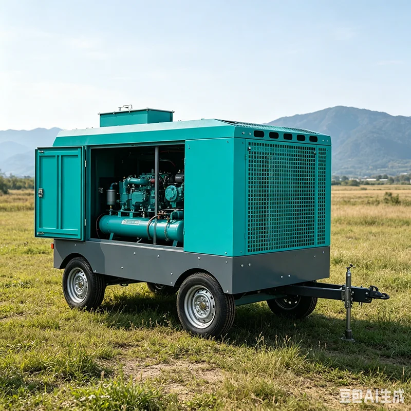Oil Lubricated Towable Diesel Screw Air Compressor 195CFM8bar for Civil Construction Sandblaster Jackhammer Machine