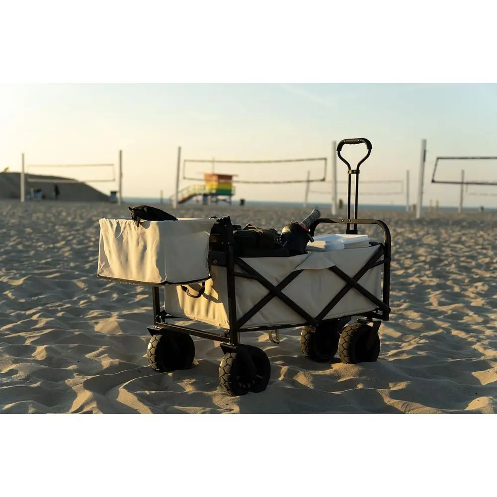 Collapsible Wagon olding Garden Outdoor Park Utility Wagon Picnic Camping Cart with Bearing and Brake 8