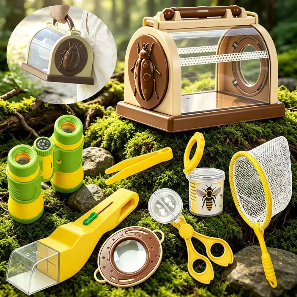 Children'S Outdoor Insect Observation Box Set With Bug Catching Tools, Magnifying Glass, And Telescope, Boy And Girl Toy
