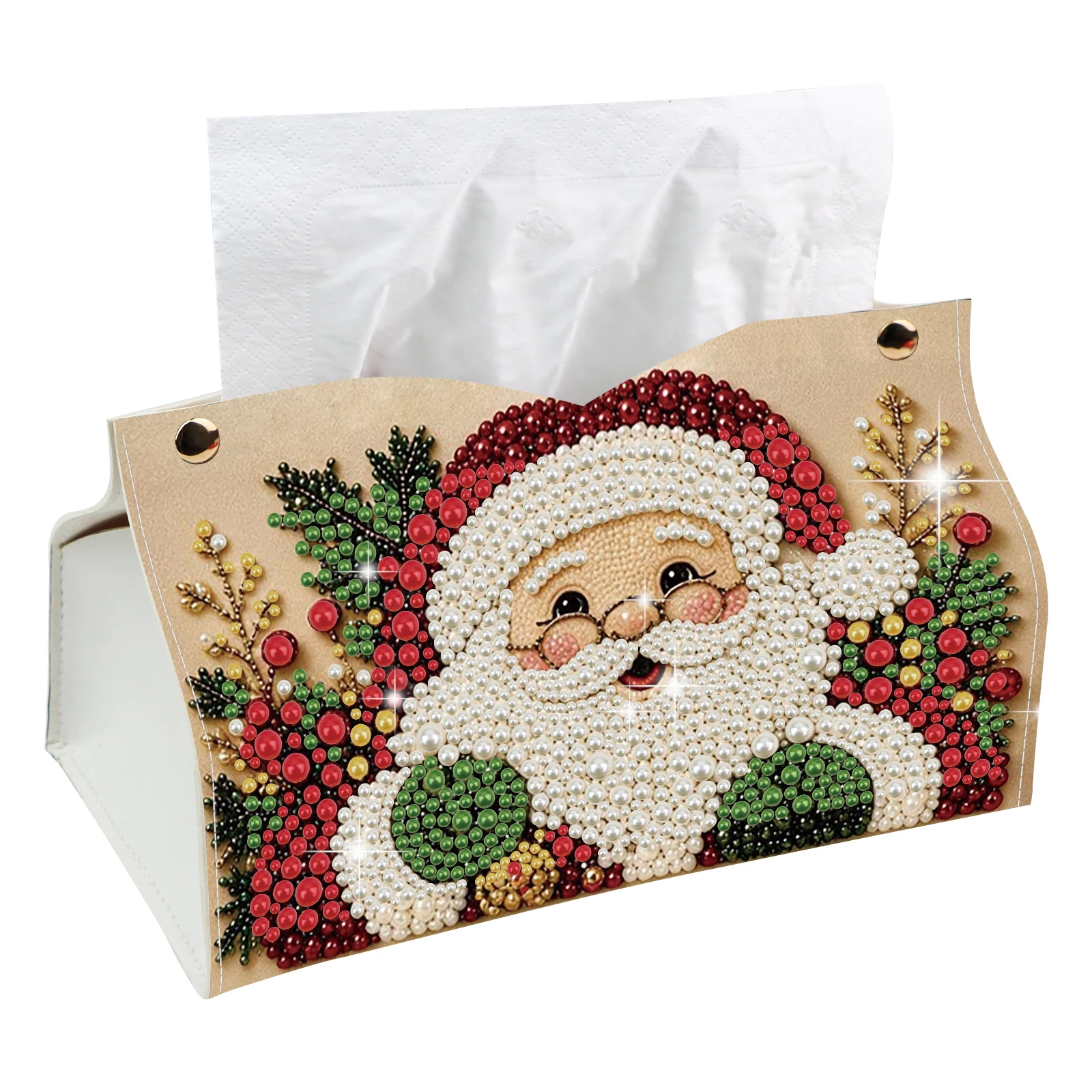 Gem Mosaic Tissue Box Cover DIY PU Kit with Tools Holder Beginner-Friendly for Home