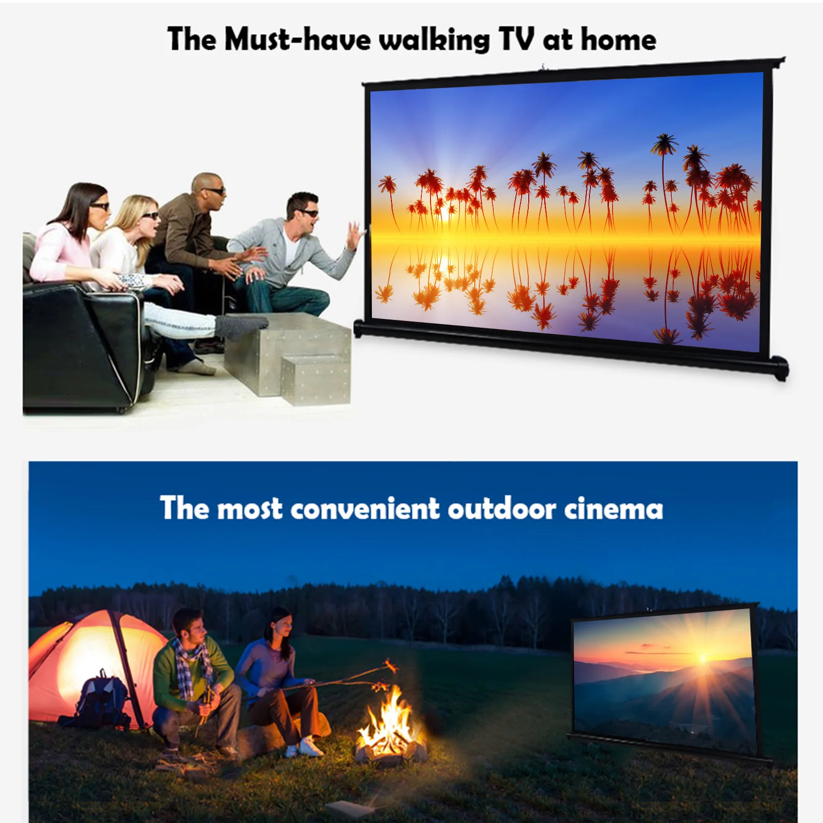 شاشة عرض 50 بوصة 4:3/16:9 شاشة عرض عالية الدقة محمولة قابلة للطي مثبتة على الحائط لأفلام المكاتب والمسرح المنزلي #3