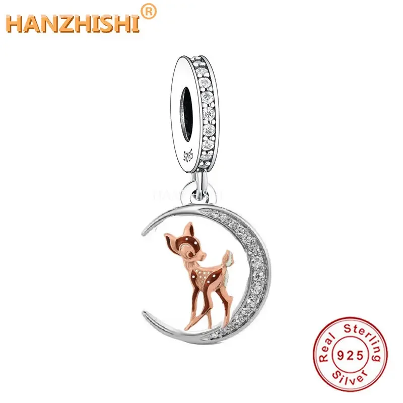 

Authentic New Design 925 Sterling Silver Deer Moon Dangle Charm Beads Fit Original Charm Bracelet Necklace Jewelry Making Gift