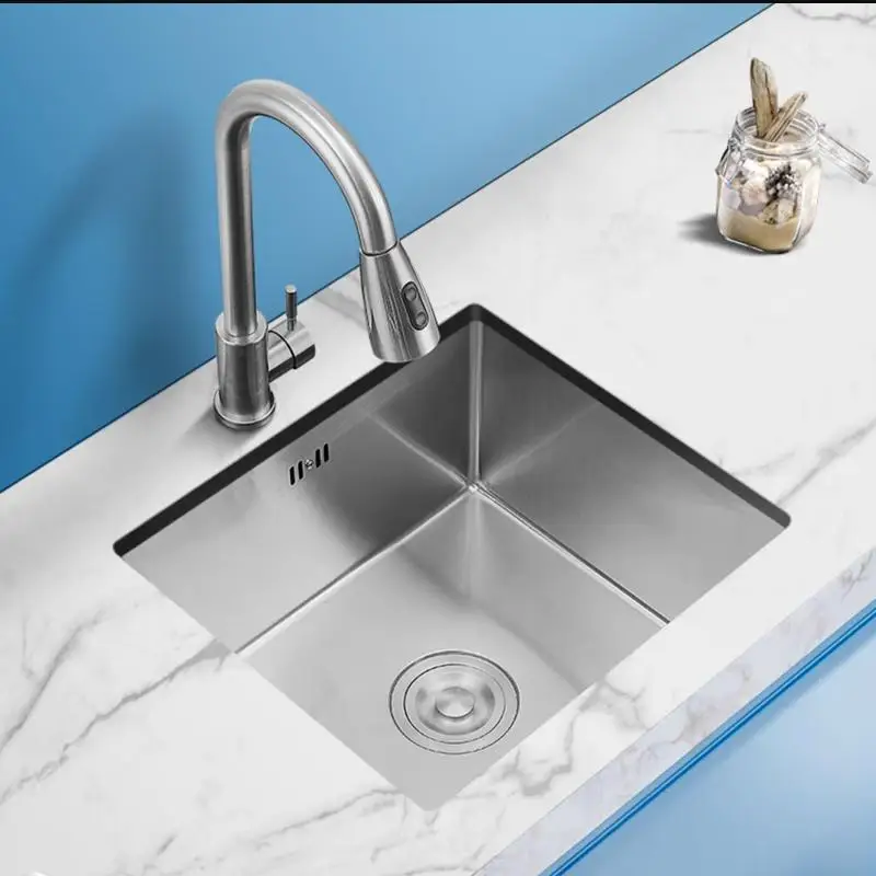 CDBM Handmade 304 Stainless Steel Square Undermount Kitchen Sink, Narrow Edge Single Bowl Sink S4545