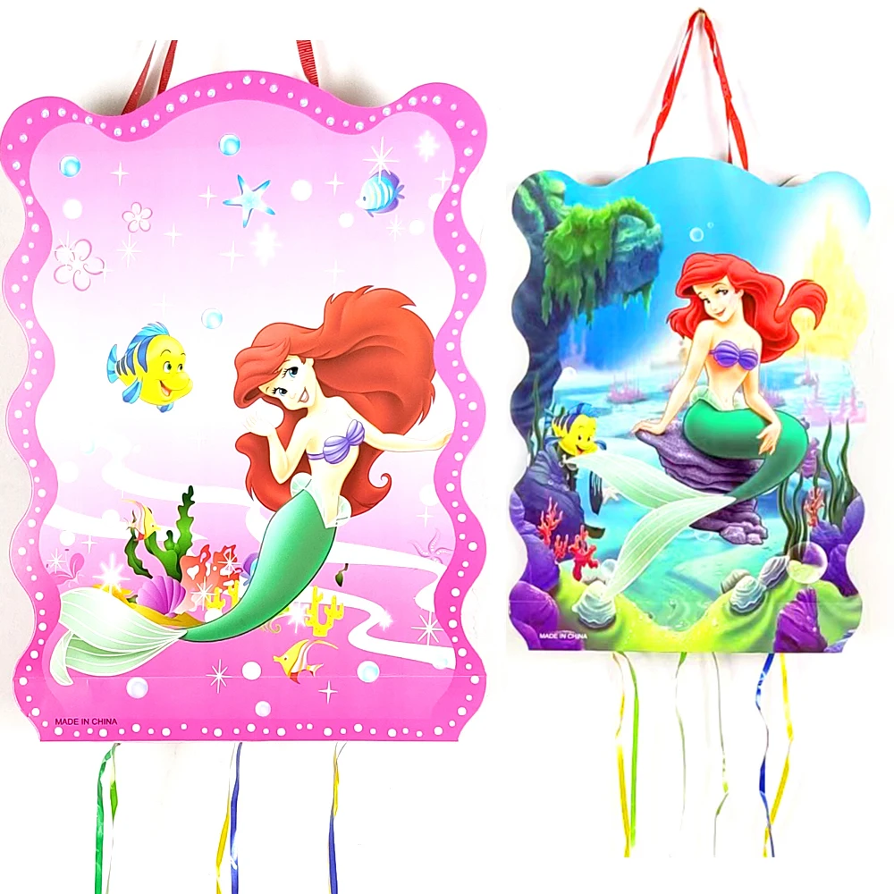 1pcs/lot Pink Green Little Mermaid Theme Pinatas Girls Favors Happy Birthday Events Party Decorations DIY Paperboard Pinata