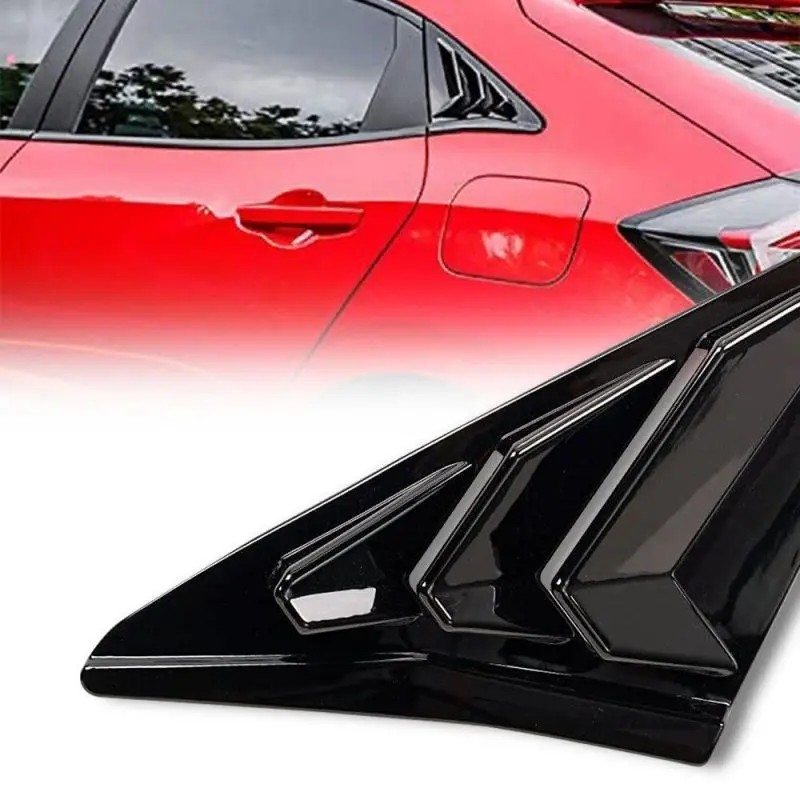 For Honda Civic 10th Gen 2016-2020 Hatchback Rear Side Window Louvers Air Vent Scoop Shades Cover Trim Blinds Car Accessories