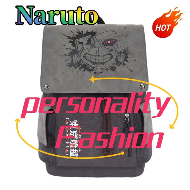 

Naruto Canvas Backpack Cute and Fashionable Personality Unisex Student Creative Shoulder Bag Backpack Gift for Friends' Birthday