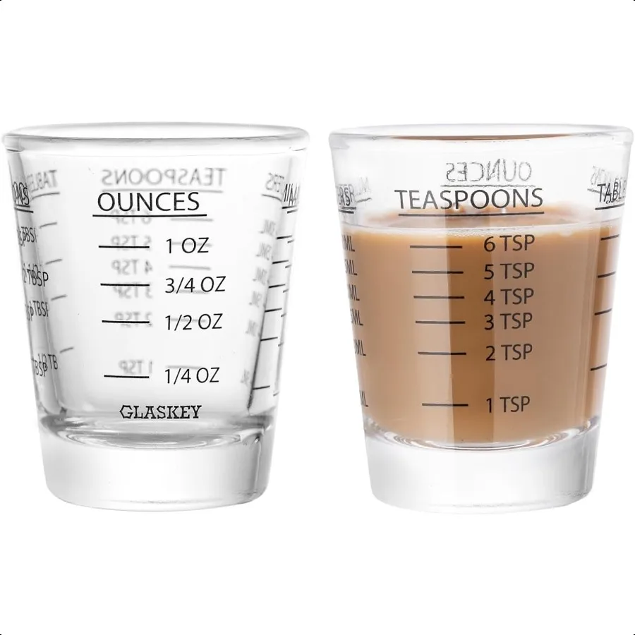 2 حزمة من أكواب قياس كوب إسبرسو مع 4 طرق قياس أونصة ML TSP TBSP قياس آمن لغسالة الأطباق o