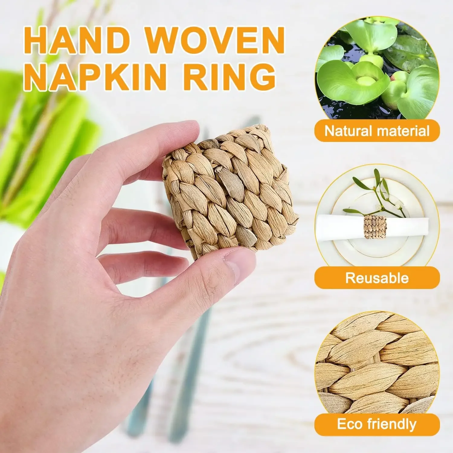 1-60PCS Charming Rustic Wooden Gourd Napkin Rings Handwoven Country Table Decoration for Wedding Banquet Dinners Daily Occasions